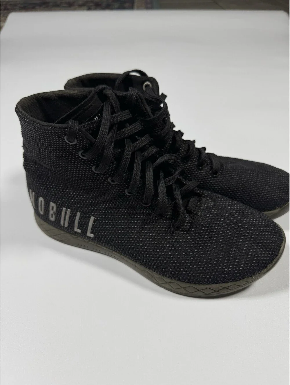 NOBULL High Top Trainer Shoes Black SuperFabric CrossFit Gym Men’s 7 Women’s 8.5